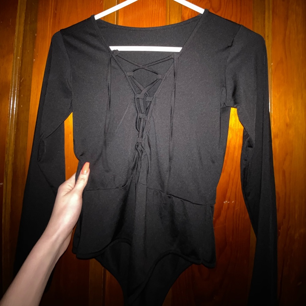 Black lace-up bodysuit!